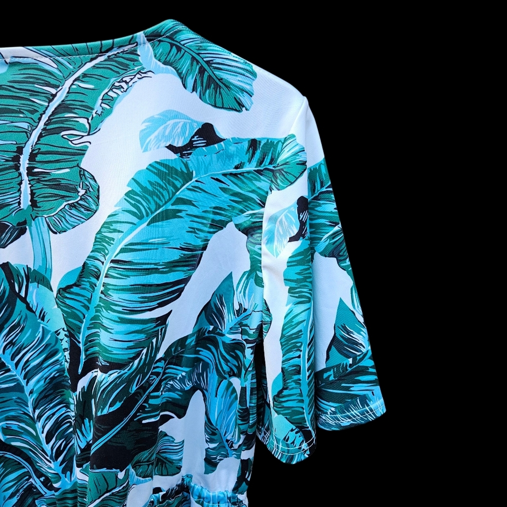 Tropical Leaf Print Kimono Size L - Picture 10 of 15